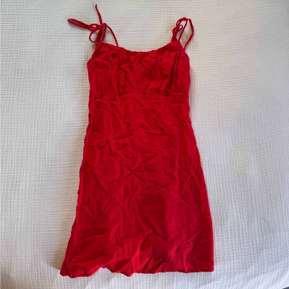 Urban Renewal Vibrant Red Slip Dress with Tie Straps